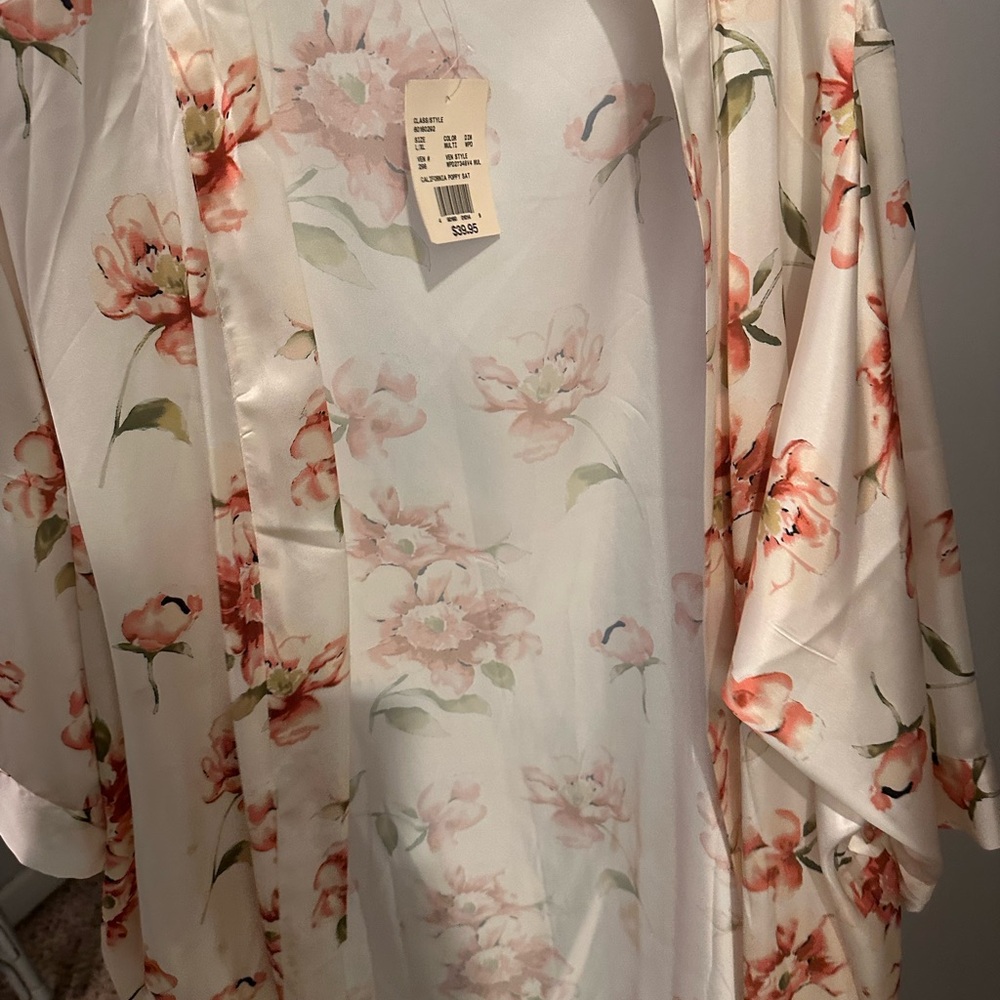 David's Bridal Floral Wrap with Pink and Cream